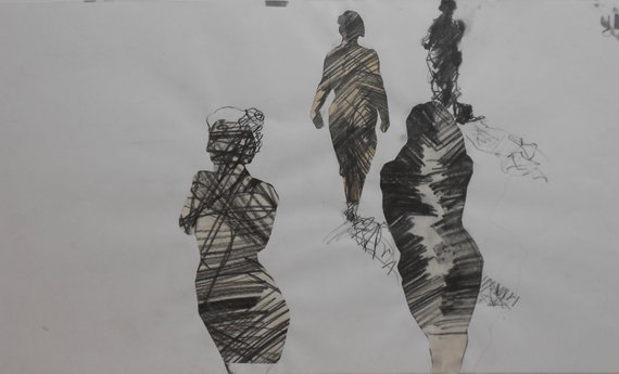 570x345 Four Women Collage Pencil Drawing Black And White Paper Etsy - Pencil Sketch Collage