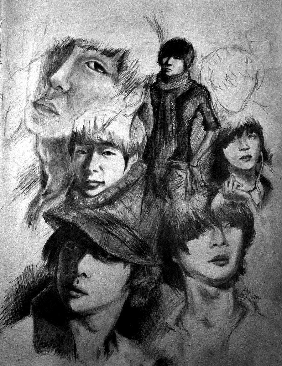 900x1169 Micky Yoochun Pencil Collage By Kssthrn - Pencil Sketch Collage