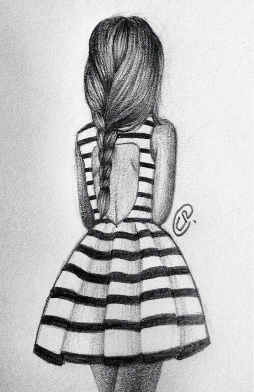 500x771 Girl Back Pencil Sketch En Drawings, Art - Pencil Sketch Drawing