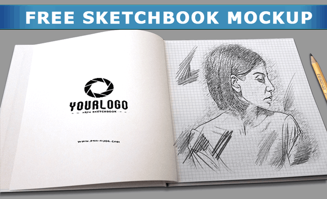 650x395 Sketchbook Mockup With Realistic Pencil Sketch Photoshop Effect - Pencil Sketch Free