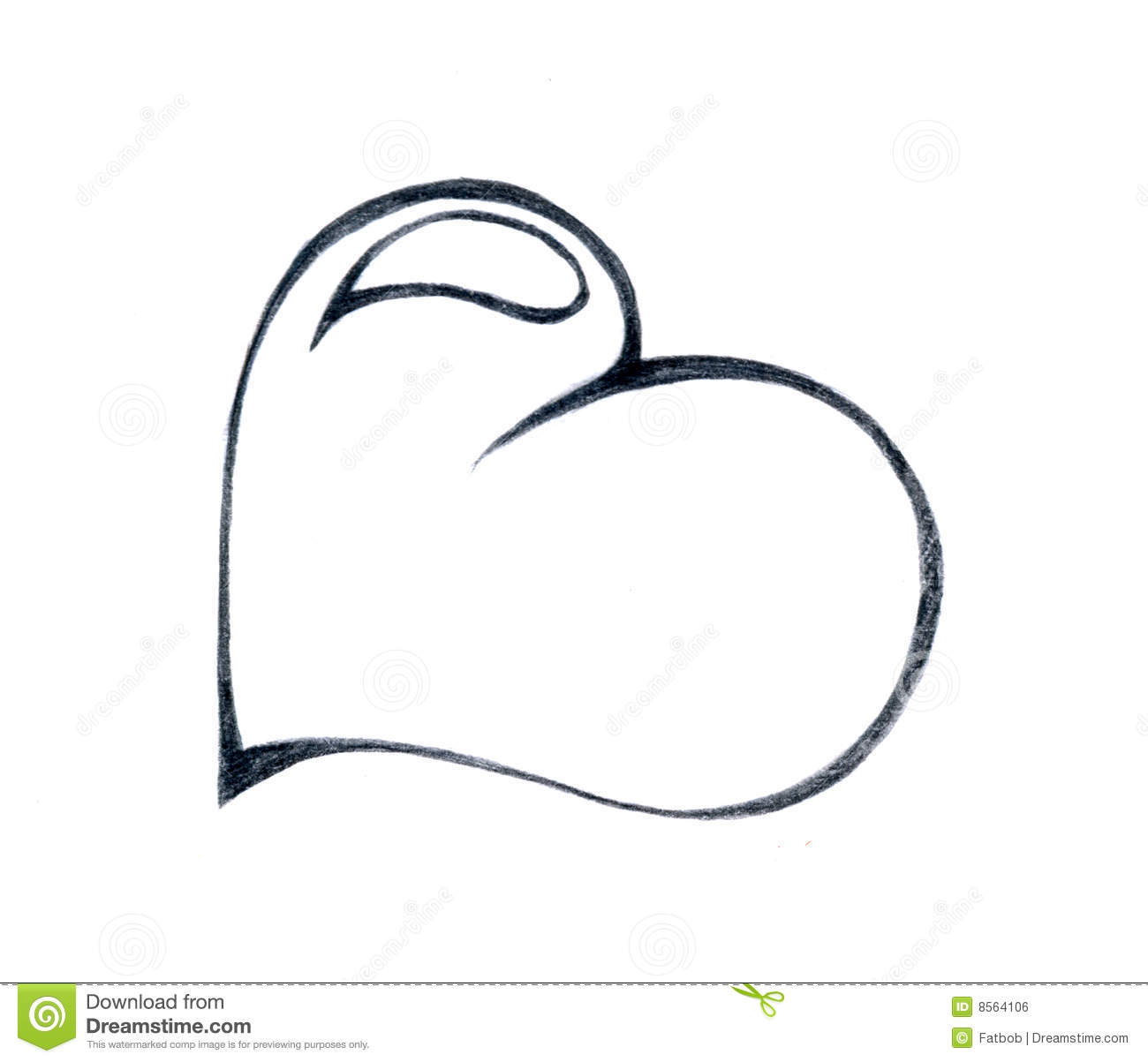 Рисунок формы сердца карандашом