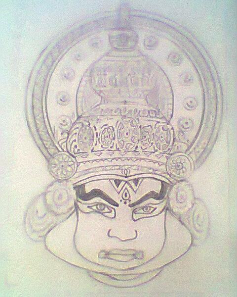 480x600 Kathakali In Black Amp White - Pencil Sketch My Photo