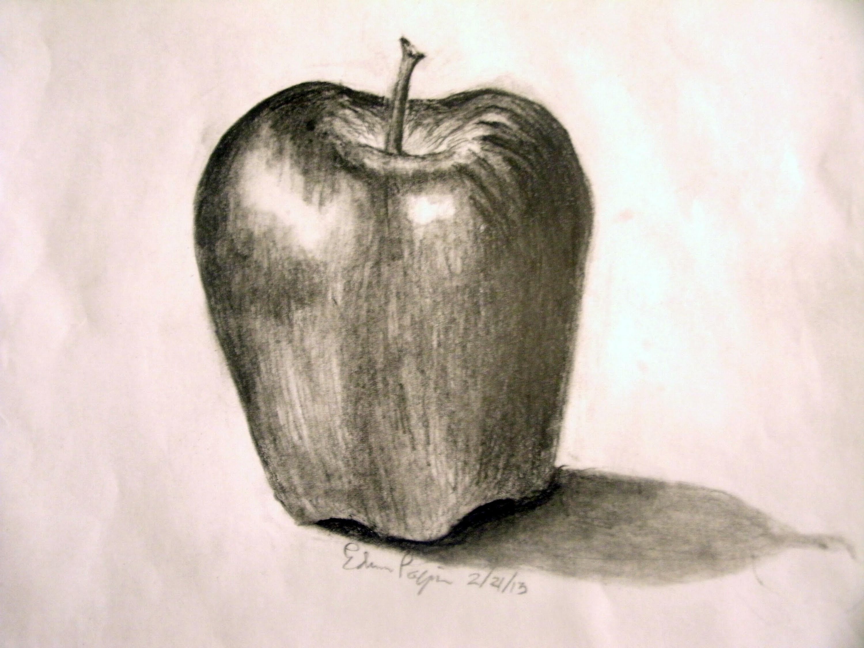Натюрморт яблоко карандашом