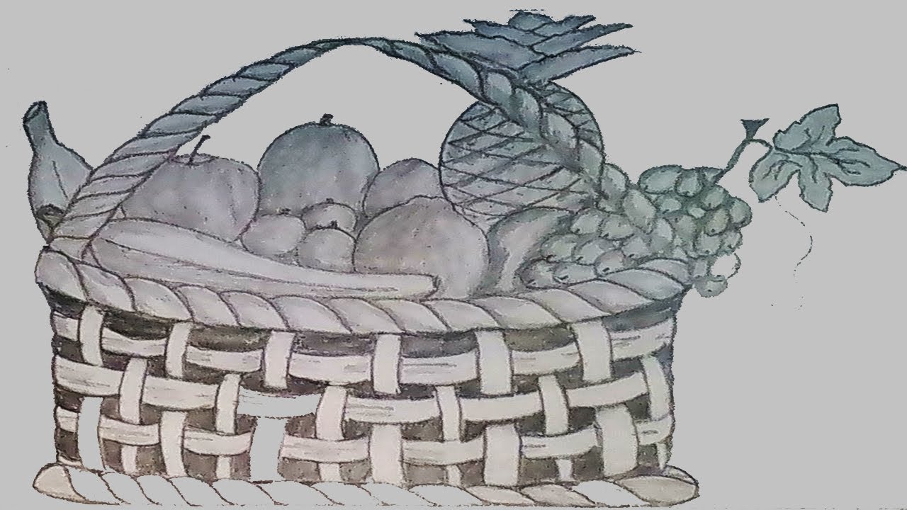1280x720 How To Draw Fruit Basket Step By Step (Pencil Sketch - Pencil Sketch Of Fruits