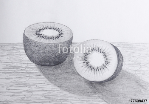 500x348 Kiwi Fruit Pencil Drawing Stock Photo And Royalty Free Images On - Pencil Sketch Of Fruits