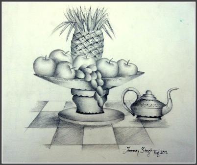 402x336 Photos Pencil Sketch Of Fruits, - Pencil Sketch Of Fruits