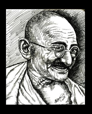 363x450 Paintings Galleries Pencil Portraits Mahatma Gandhi, Gandhiji - Pencil Sketch Of Mahatma Gandhi