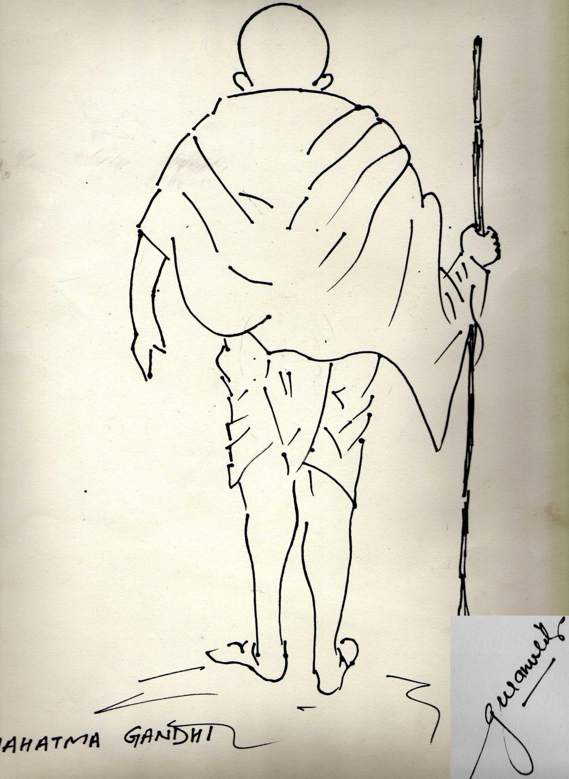 mahatma gandhi full body sketch