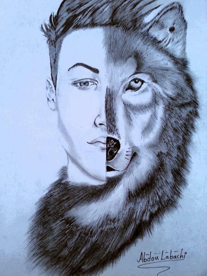 720x960 Pencil Drawing Of Wolf Human Face Steemit - Pencil Sketch Of Wolf