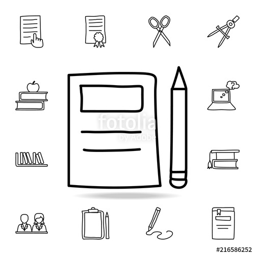500x500 Notebook And Pencil Sketch Icon. Element Of Education Icon For - Pencil Sketch Outline