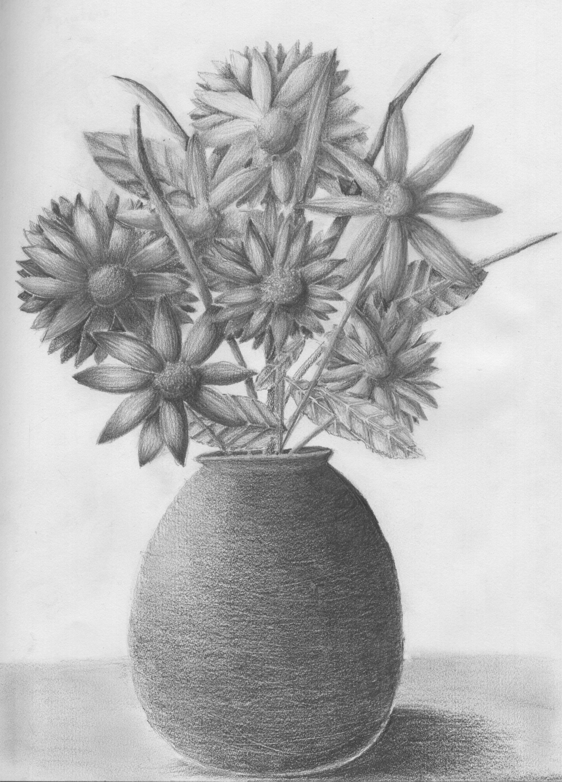 2352x3272 Flower Vase Pencil Drawing Beautiful Pencil Flower Design And - Pencil Sketch Pictures Of Flowers