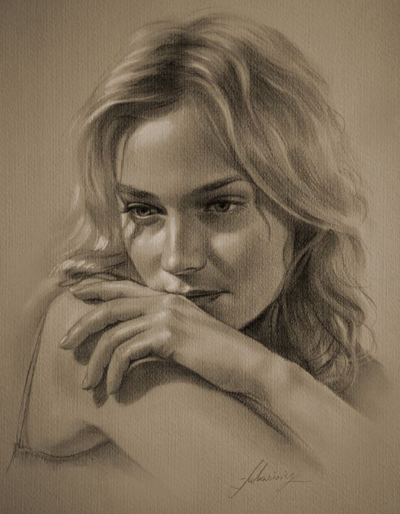 584x750 Diane2 By On @ - Pencil Sketch Portrait