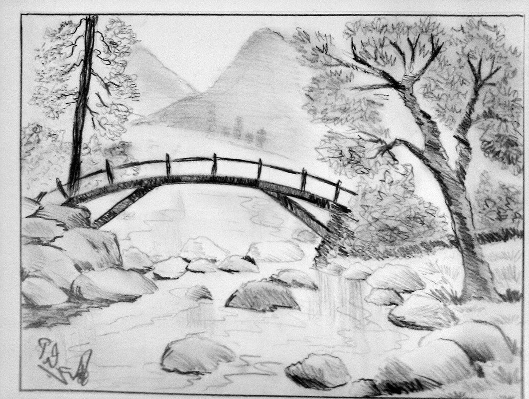 Easy Pencil Sketch Drawing Of Scenery Drawing Art Ideas