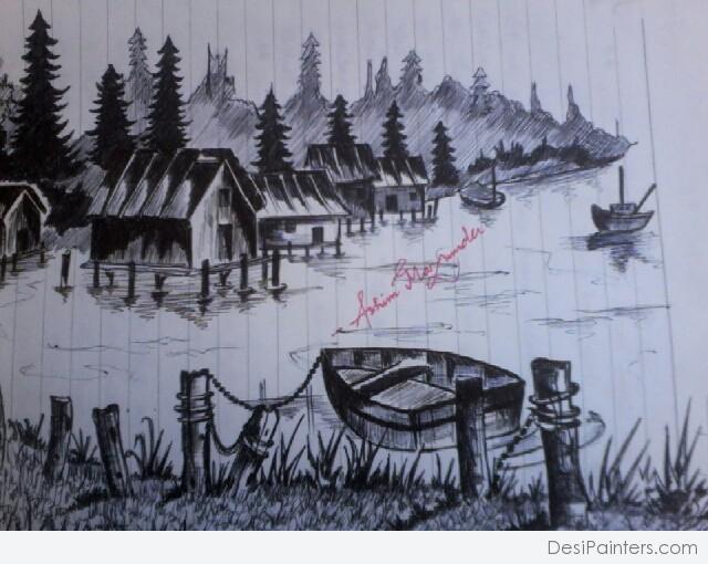 Pencil Sketch Scenery at PaintingValley.com | Explore collection of ...