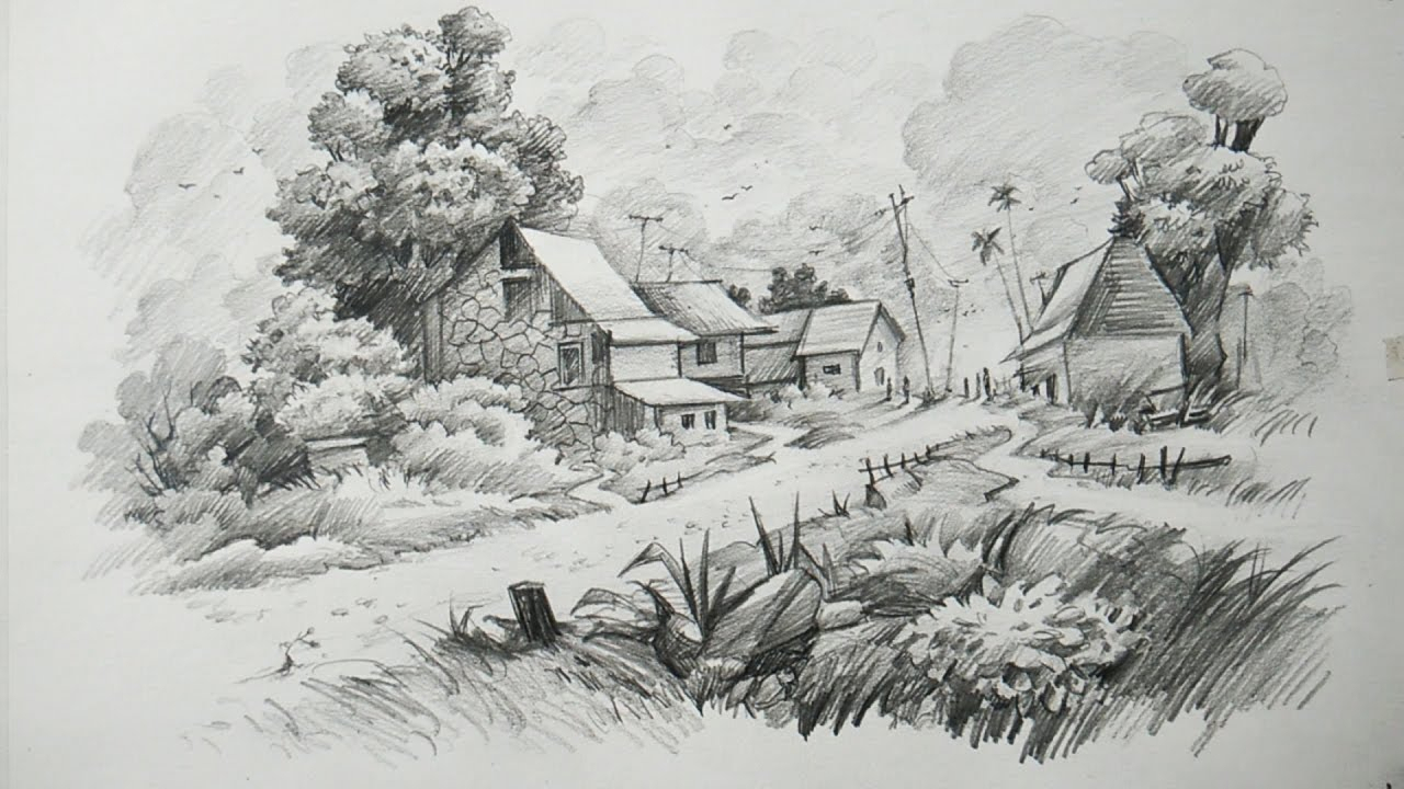 scenery drawing realistic