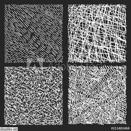 500x500 Doodles Set Scribble Sketch. Hand Drawn Scrawl Collection. Simple - Pencil Sketch Texture