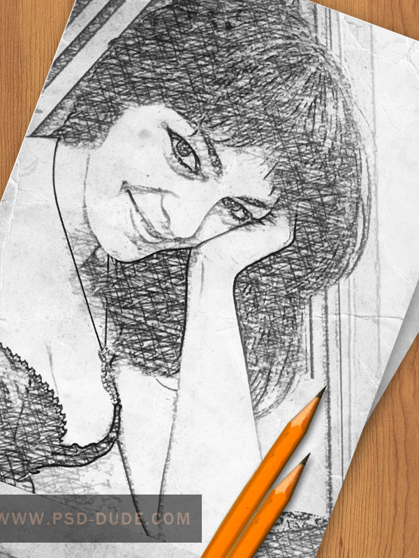 600x800 Photoshop Sketch Tutorial Collection Psddude - Pencil Sketch Tutorial