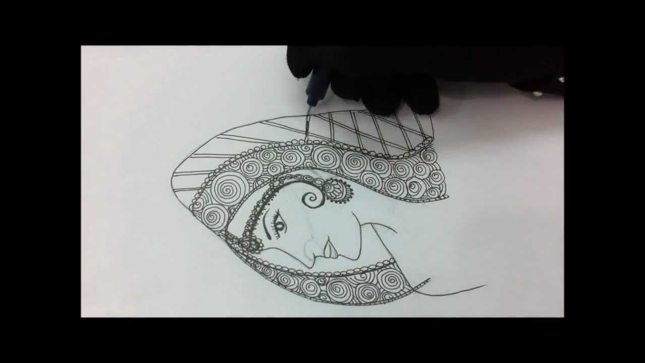 1280x720 Dulhan One Side Pencil Sketch Dulhan Mehndi Designs - Pencil Sketch Video