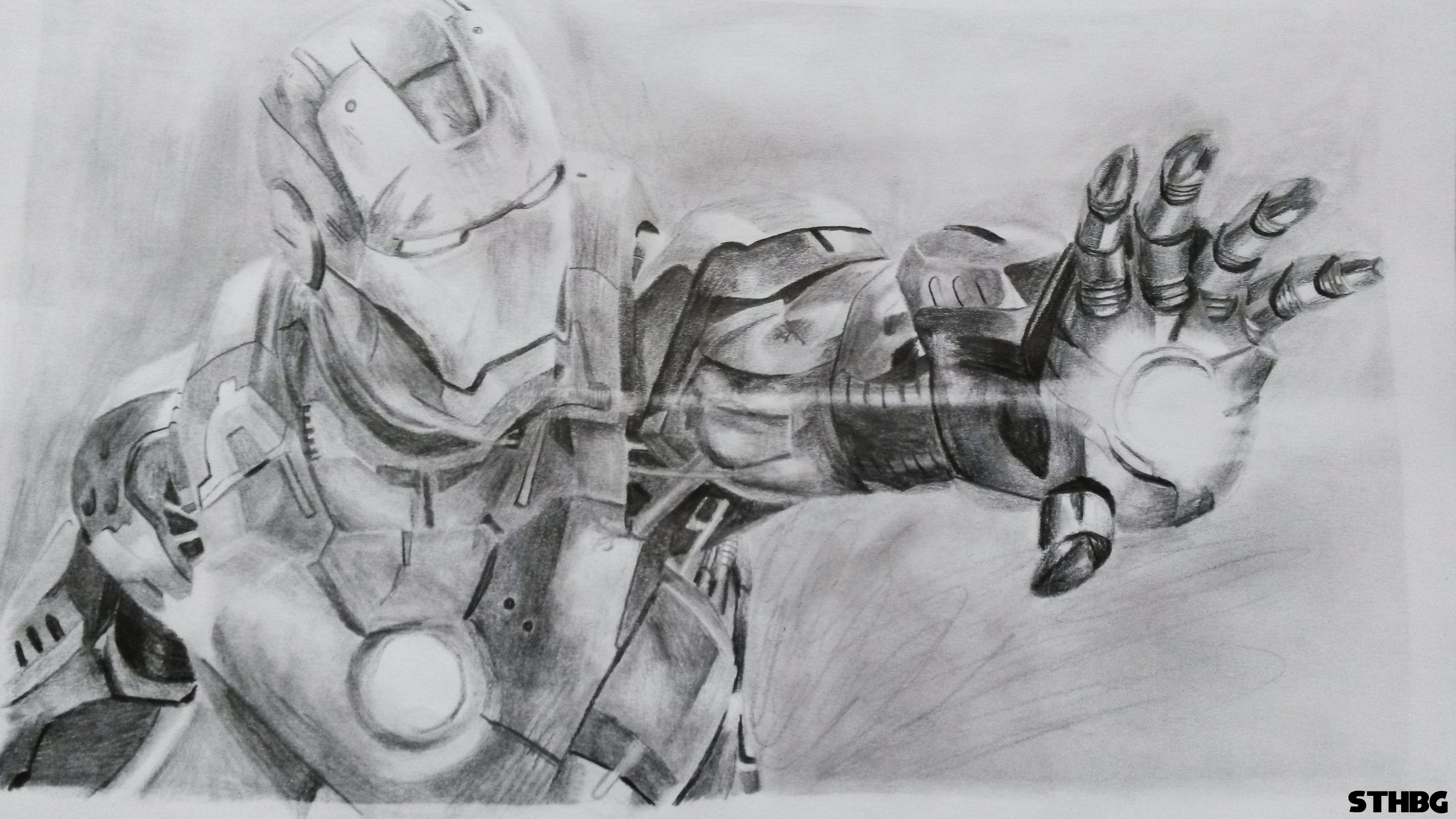 3264x1836 Iron Man - Pencil Sketch Wallpaper