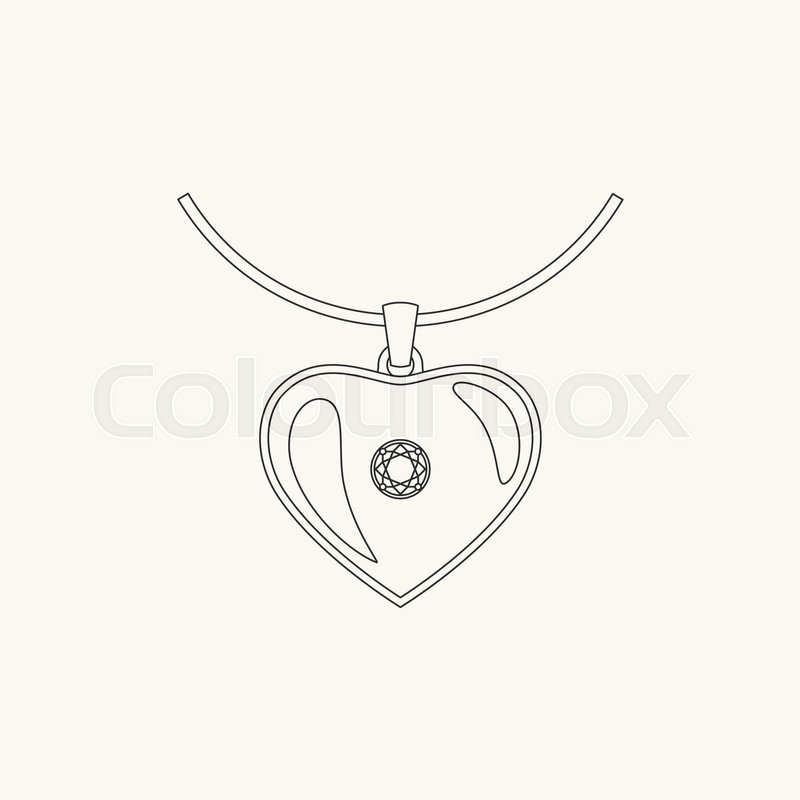 800x800 Pendant Line Drawing. Vector Thin Illustration Of Necklace With - Pendant Sketch