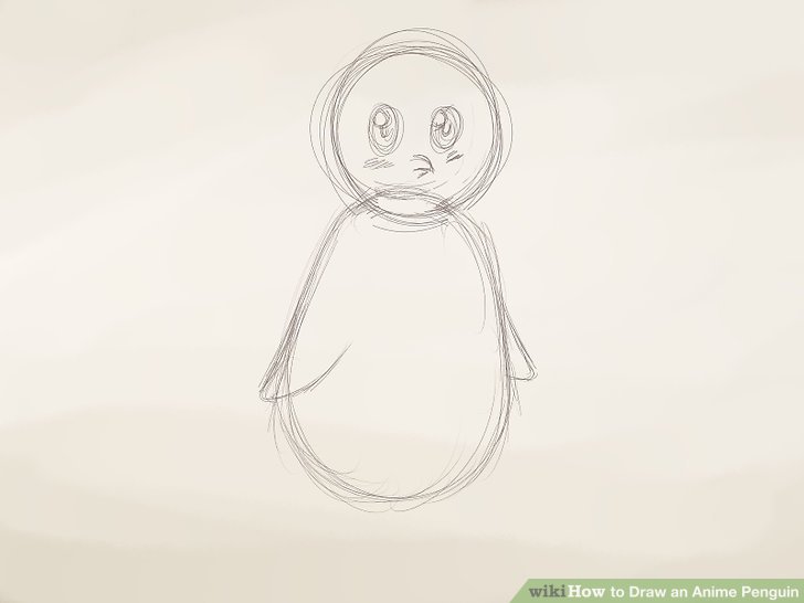728x546 How To Draw An Anime Penguin 6 Steps (With Pictures) - Penguin Sketch Drawings