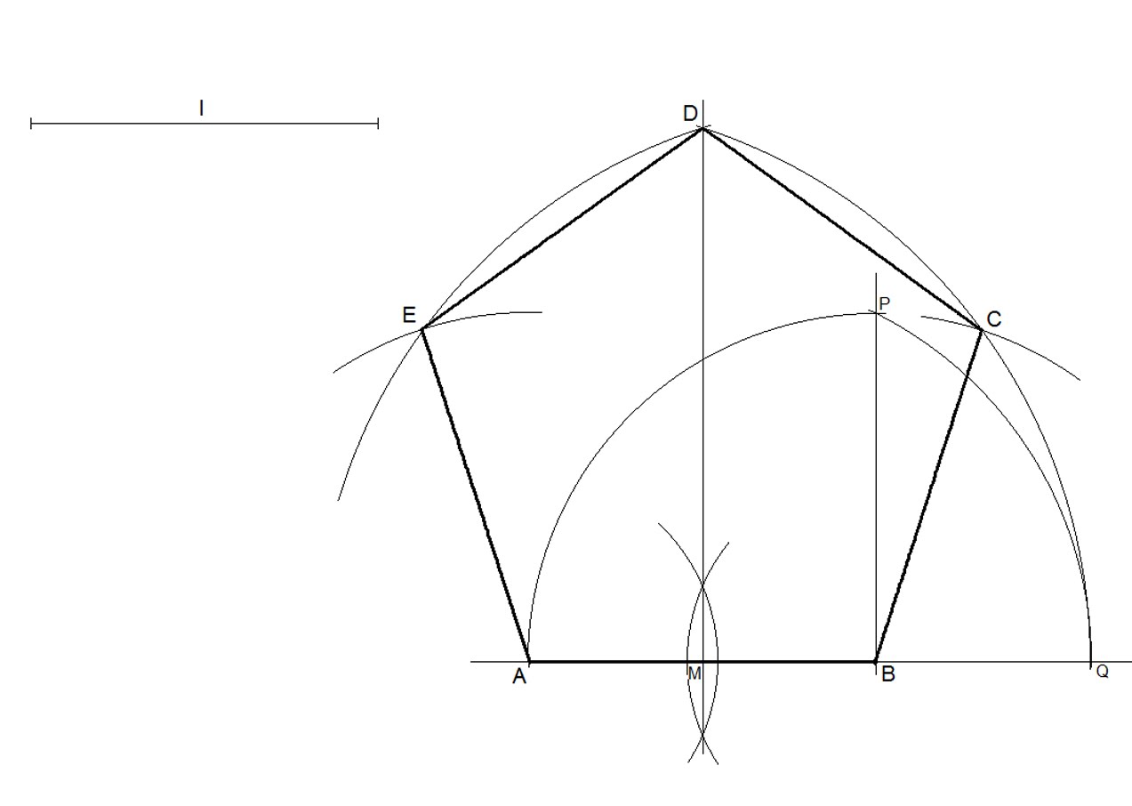 1273x906 How To Draw A Regular Pentagon Knowing The Length Of One Side - Pentagon Sketch