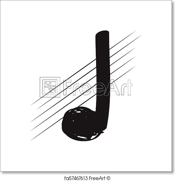 561x581 Free Art Print Of Sketch Of A Quarter Note On A Pentagram. Sketch - Pentagram Sketch