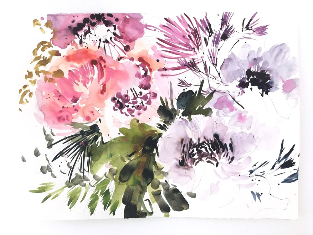 1000x750 Peony Sketch Kelly Ventura - Peony Sketch