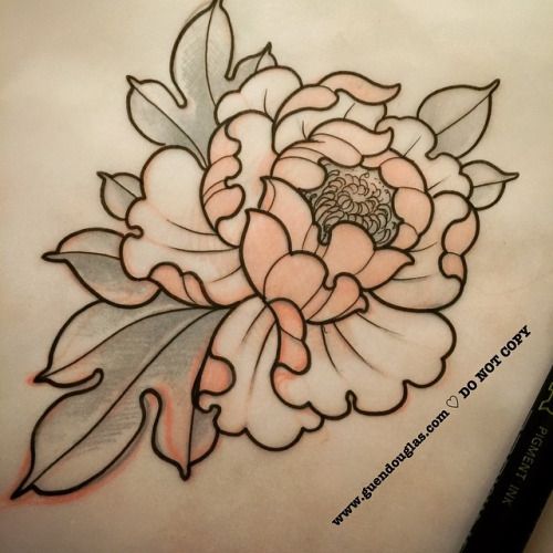 500x500 Amazing Peony Outline Tattoos - Peony Tattoo Sketch