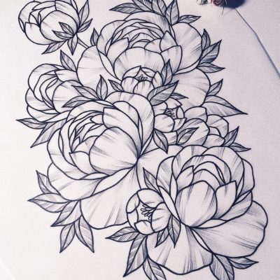 Peony Tattoo Sketch at PaintingValley.com | Explore collection of Peony ...
