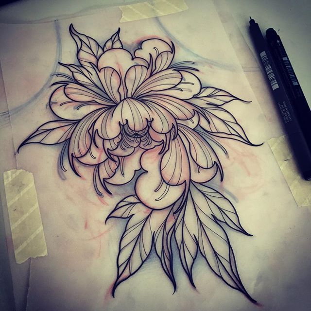 Peony Tattoo Sketch at PaintingValley.com | Explore collection of Peony ...