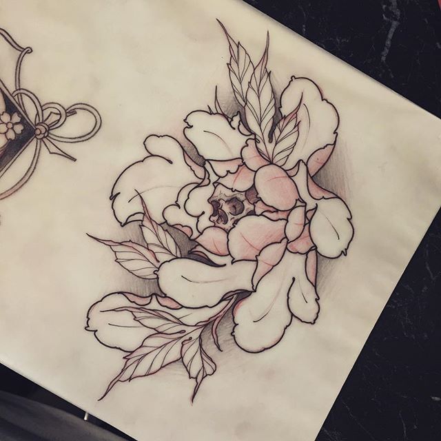 640x640 Drawn Peony Neo Traditional - Peony Tattoo Sketch