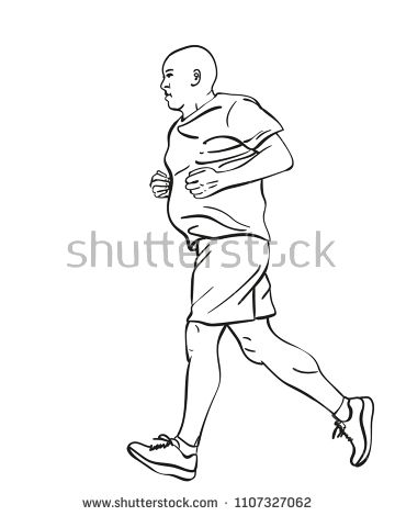 360x470 Sketch Of Running Man, Hand Drawn Vector Linear Illustration - People Running Sketch