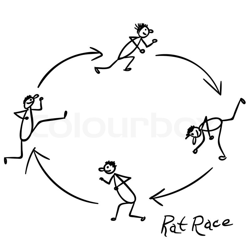 800x800 Sketch With People Running Rounds In Rat Race Stock Vector - People Running Sketch