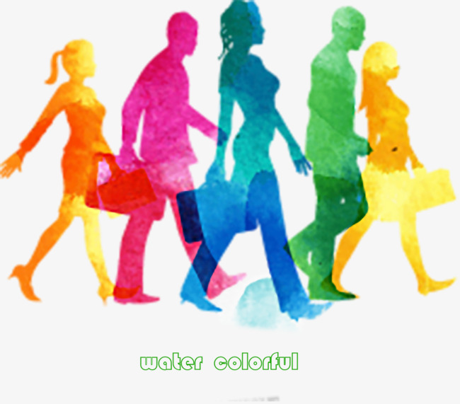 650x571 Painted Silhouette Figures Running Water, Stained Water, People - People Walking Sketch