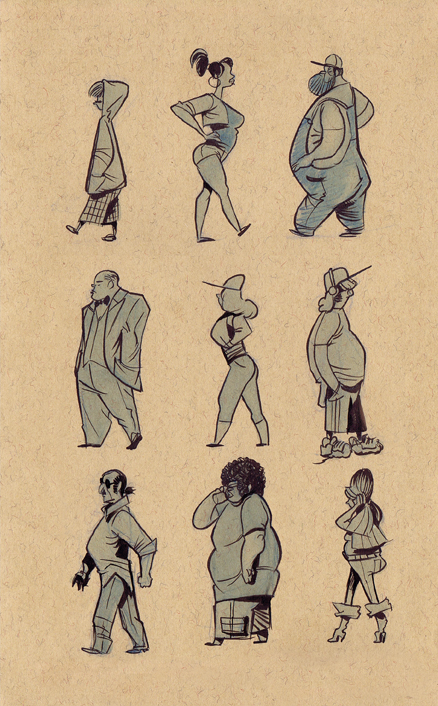 438x706 People Walking Sketches The Art Of Will Terrell - People Walking Sketch