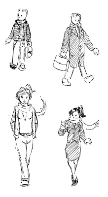 219x400 Sketch Chronicle People Walking By - People Walking Sketch