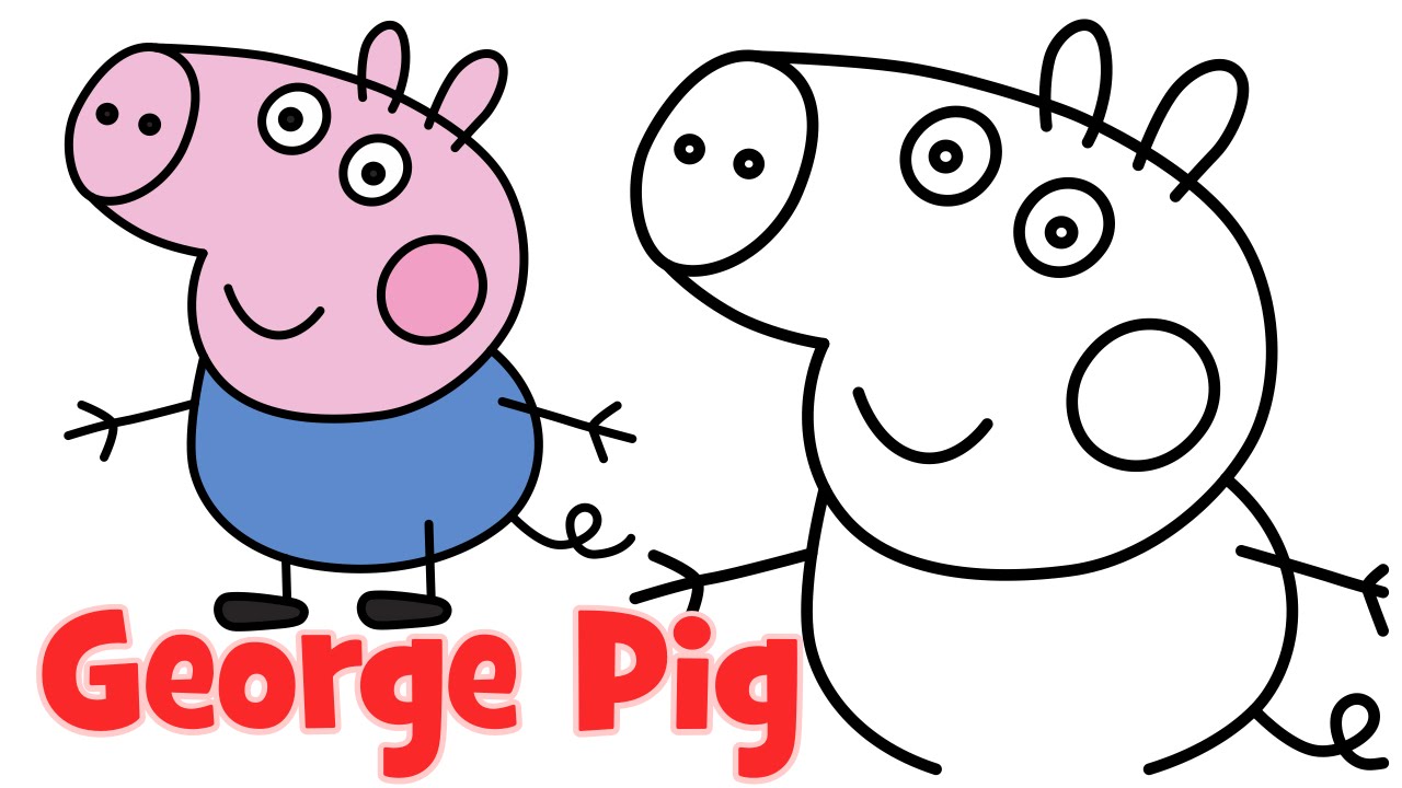 7 свинки пеппы. Джордж Свинка Пеппа. Рисунок Свинка Пеппа и Джордж. Свинка Пеппа для срисовки. Свинка Пеппа рисунок для детей.