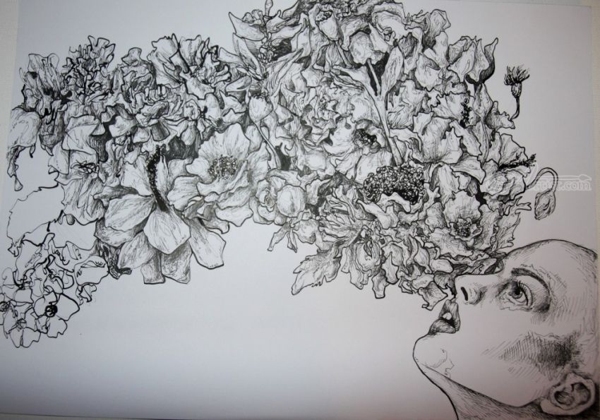 850x595 Flowers In Mind Decorative Arts, Drawings Sketch, Folk Art - Performance Sketch