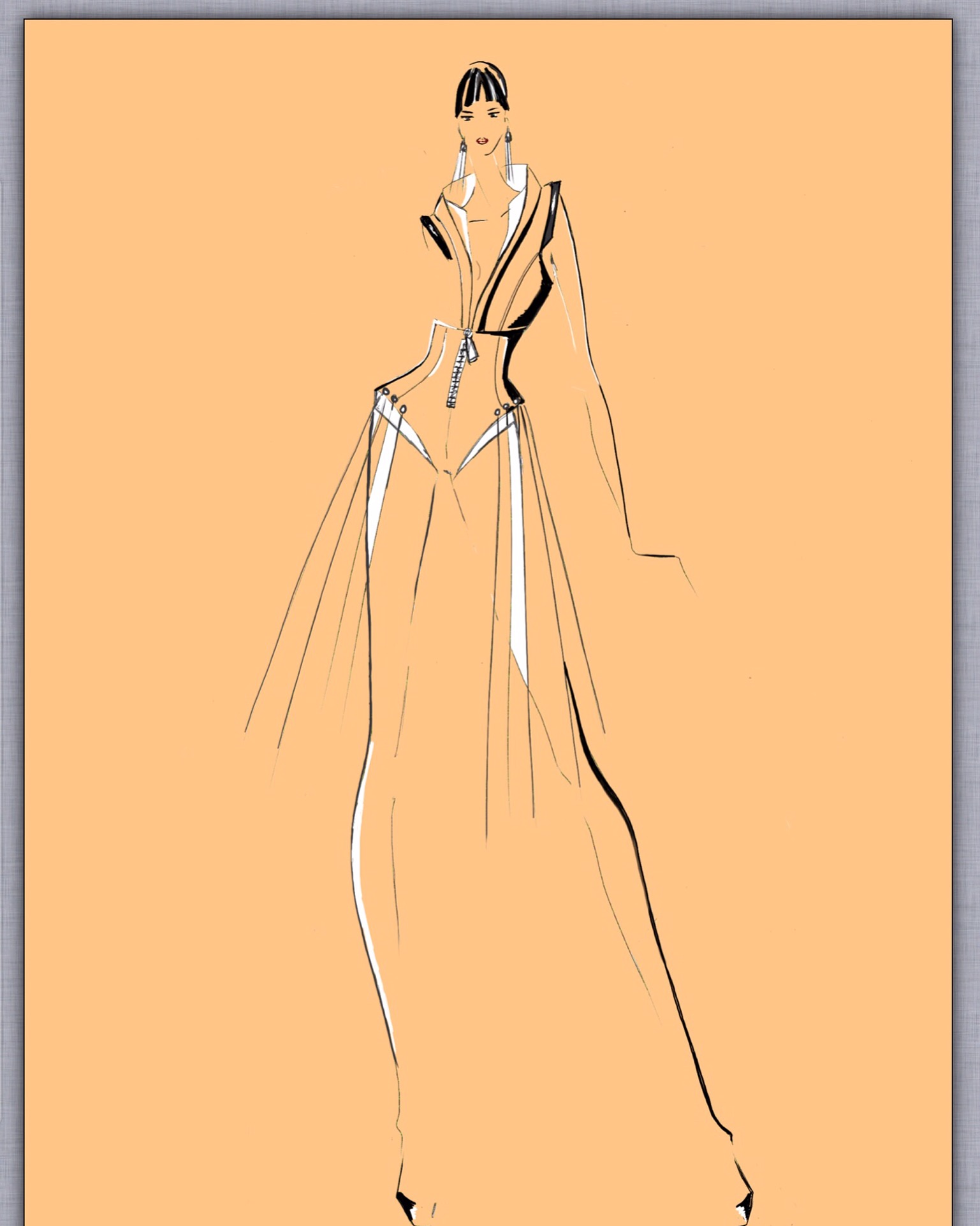 1537x1923 Fashion Sketch Performance Dress Girl Fashion - Performance Sketch