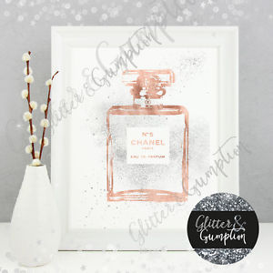 300x300 Perfume Bottle Rose Gold Foil Effect Silver Faux Glitter Art - Perfume Bottle Sketch