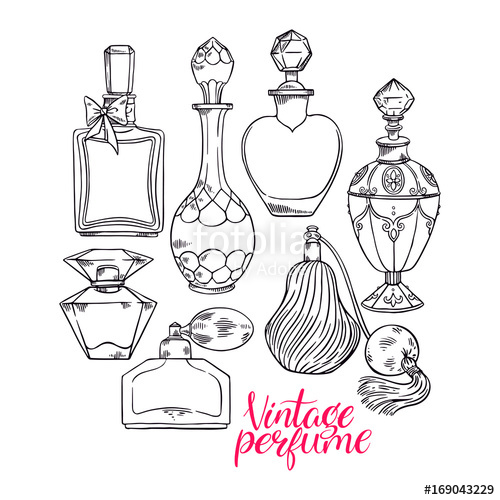 500x500 Womens Sketch Perfume Bottles Stock Image And Royalty Free Vector - Perfume Bottle Sketch