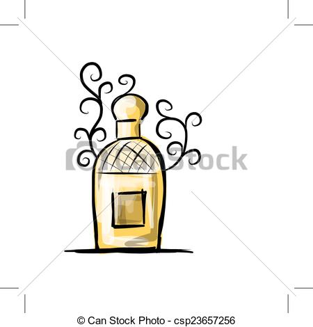 450x470 Sketch Of Perfume Bottle For Your Design. Vector Illustration. - Perfume Sketch