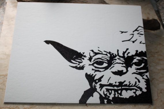 570x380 Star Wars Yoda Permanent Marker Drawing On Canvas By Cylentbazaar - Permanent Marker Sketch