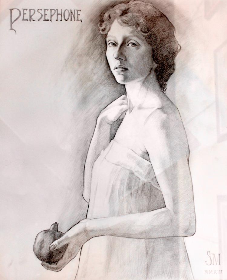 750x922 Sarah Margaret Gibson, Persephone, Original Drawing - Persephone Sketch