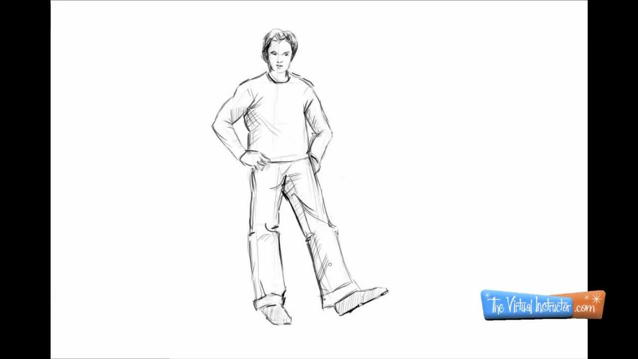 1280x720 How To Draw A Person Standing - Person Sketch