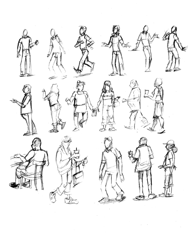 621x746 People Power Walking Front View Sketch Lines Clipart - Person Sketch