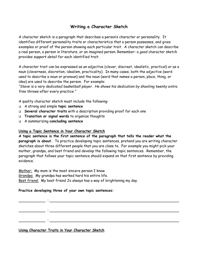 791x1024 Writing A Character Sketch - Personality Sketch