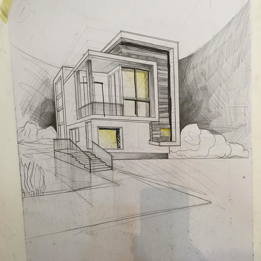 1080x1080 Drawn House Sketch Building - Perspective House Sketch