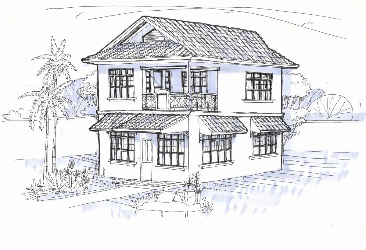 1200x821 House Sketch Perspective - Perspective House Sketch